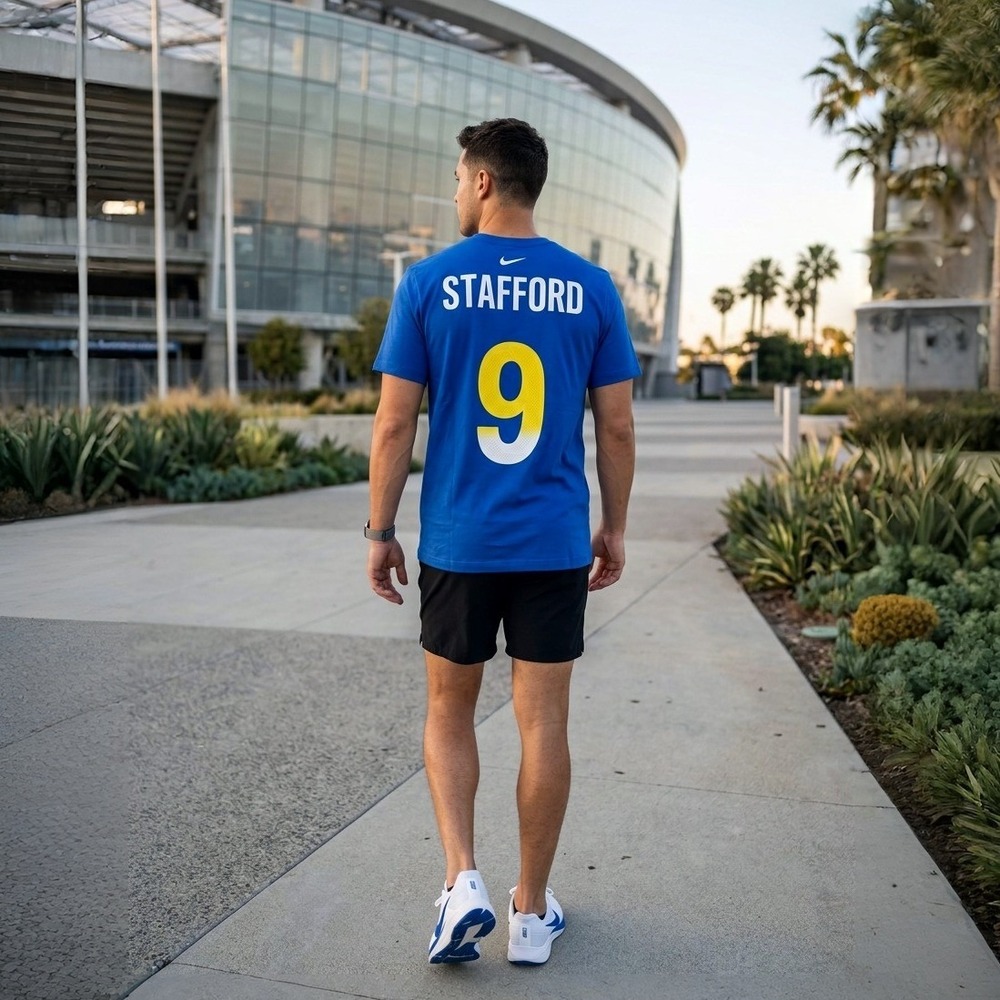 Nike Los Angeles Rams Matthew Stafford #9 Player T-Shirt Royal Blue Men's M NWT